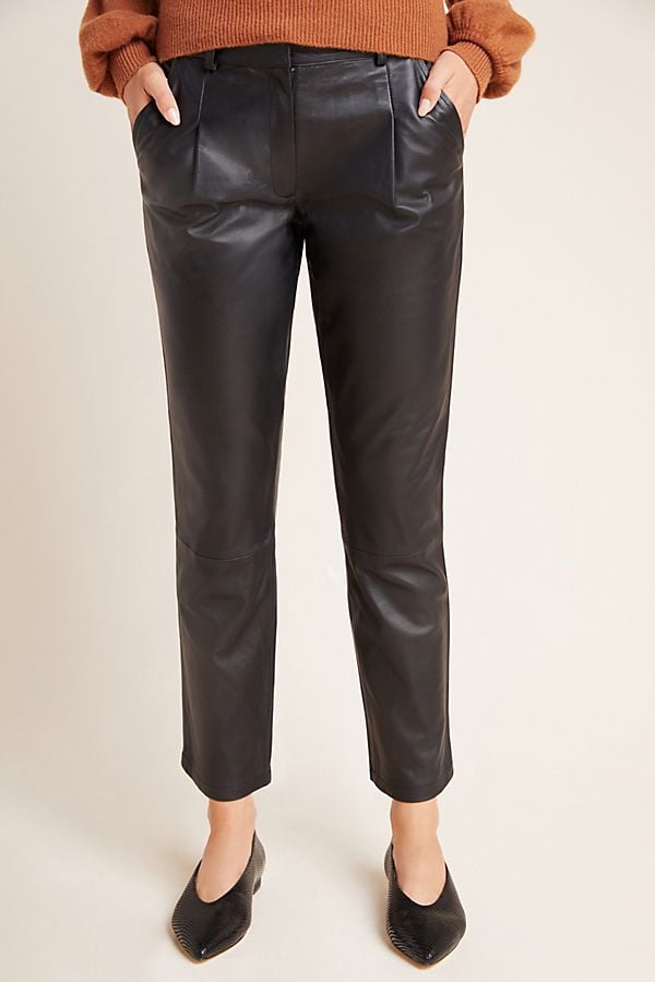 Leather Joggers | Black Leather Relaxed Trousers | Black | hush