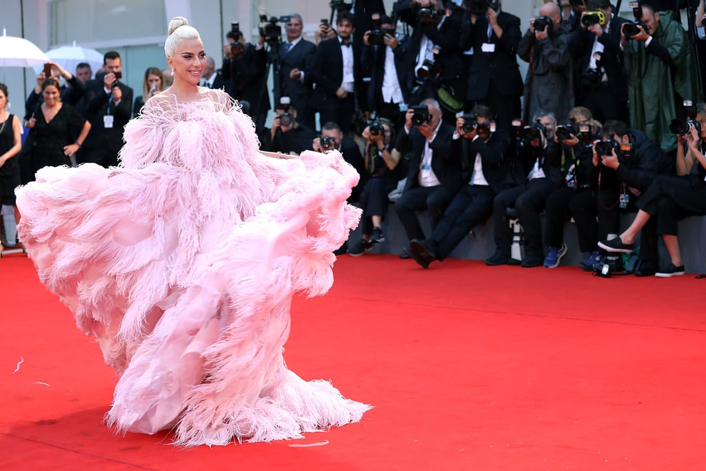 lady gaga in pink dress