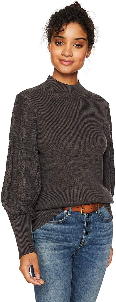Cable Stitch Cable Sleeve Ribbed Sweater