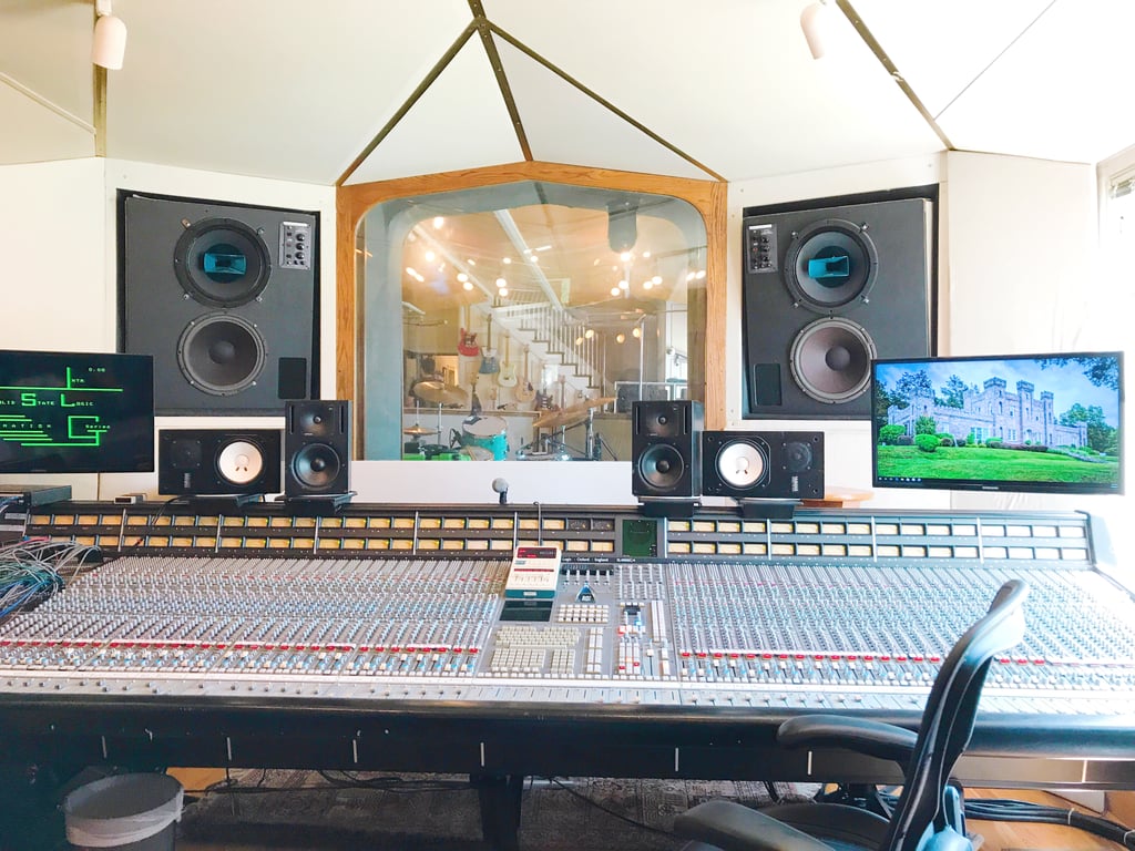 Here's the impressive sound board in the control room for studio A. There are two studios in the Castle, studio A and studio B.