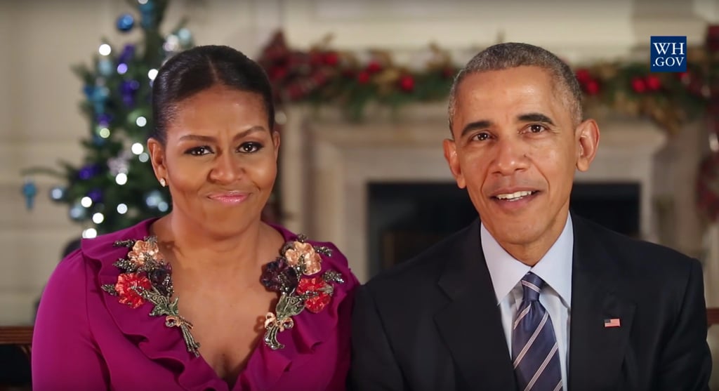 Michelle Obama Gucci Dress Holiday Address 2016