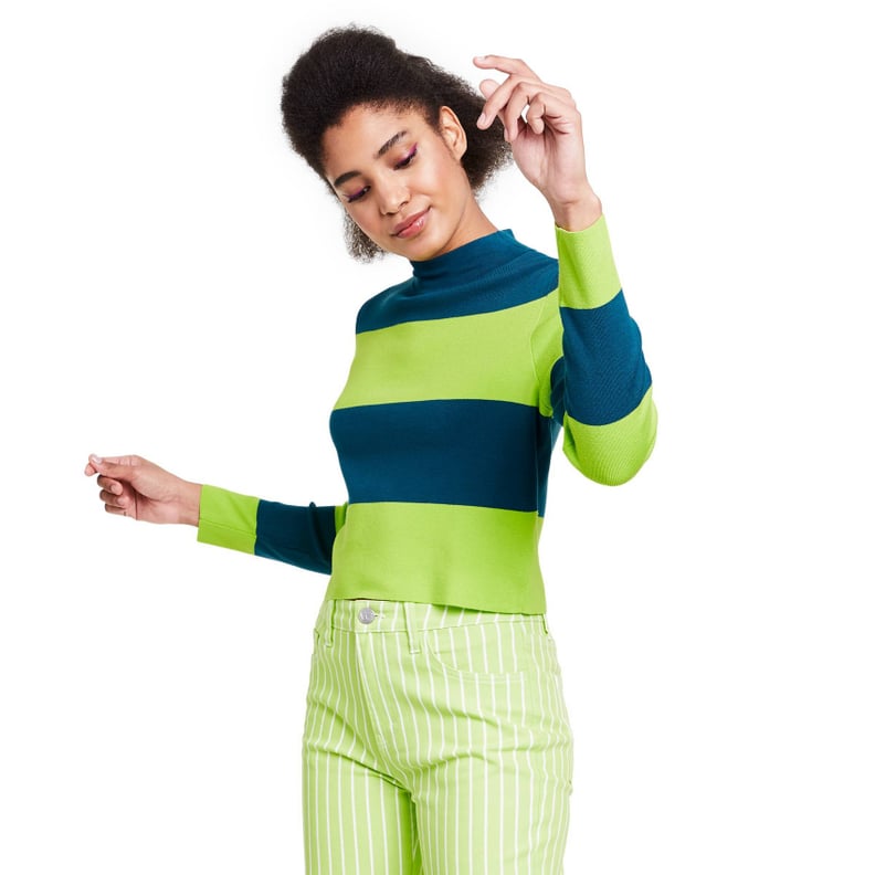 Victor Glemaud x Target Striped Mock Turtleneck Pullover Sweater and Pinstripe High-Rise Jeans