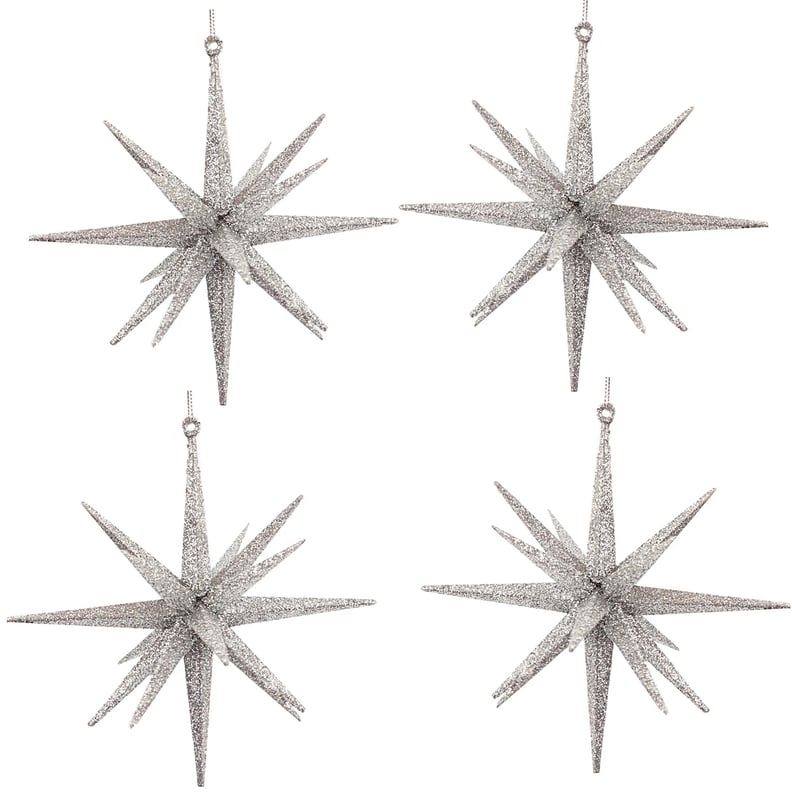 Glitter Spike Starburst Christmas Ornament Set