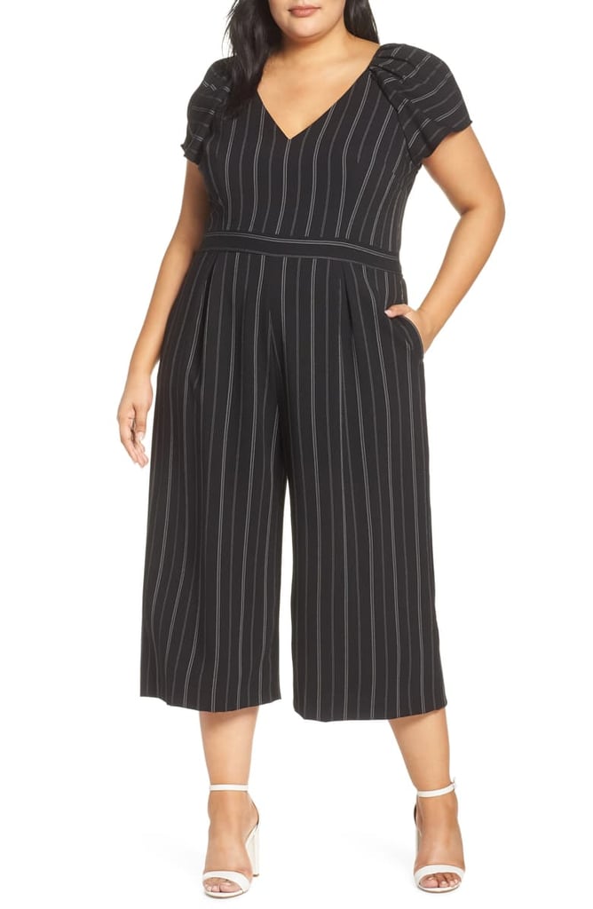 Chelsea28 Pinstripe V-Neck Jumpsuit