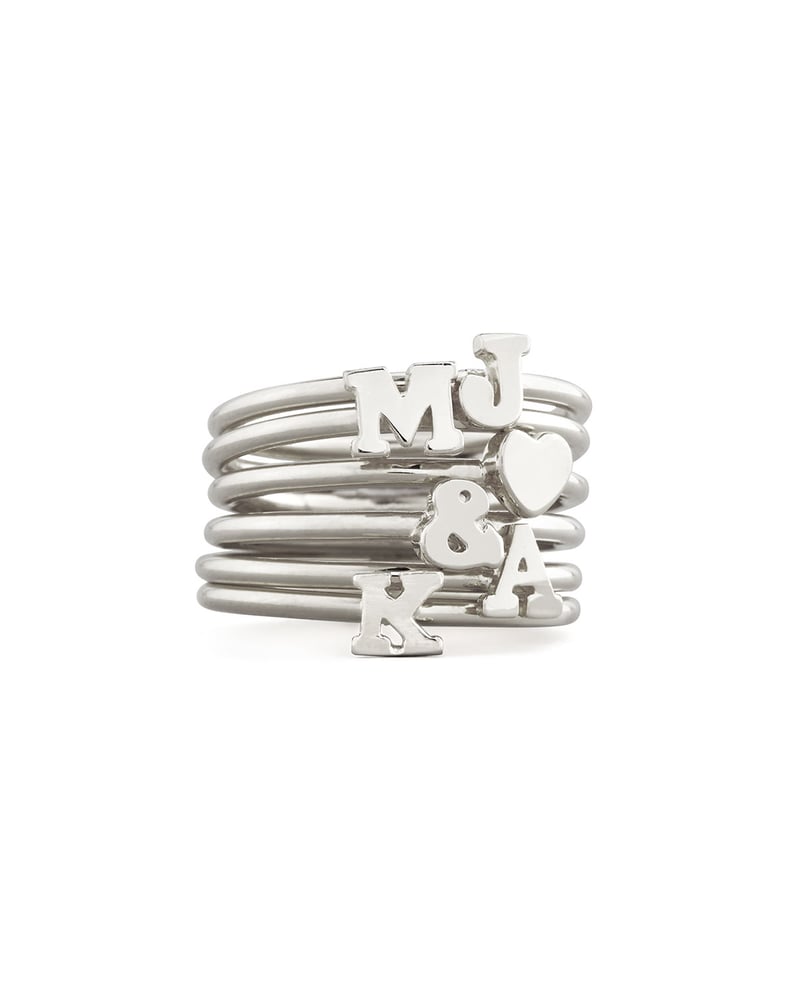 Sarah Chloe Silver Stackable Initial Ring