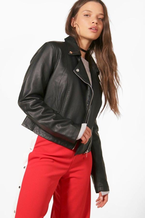 Boohoo Zoe Vegan Leather Biker Jacket | Best Leather Jackets | POPSUGAR ...