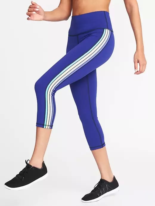 High-Rise Side-Stripe Compression Crops For Women