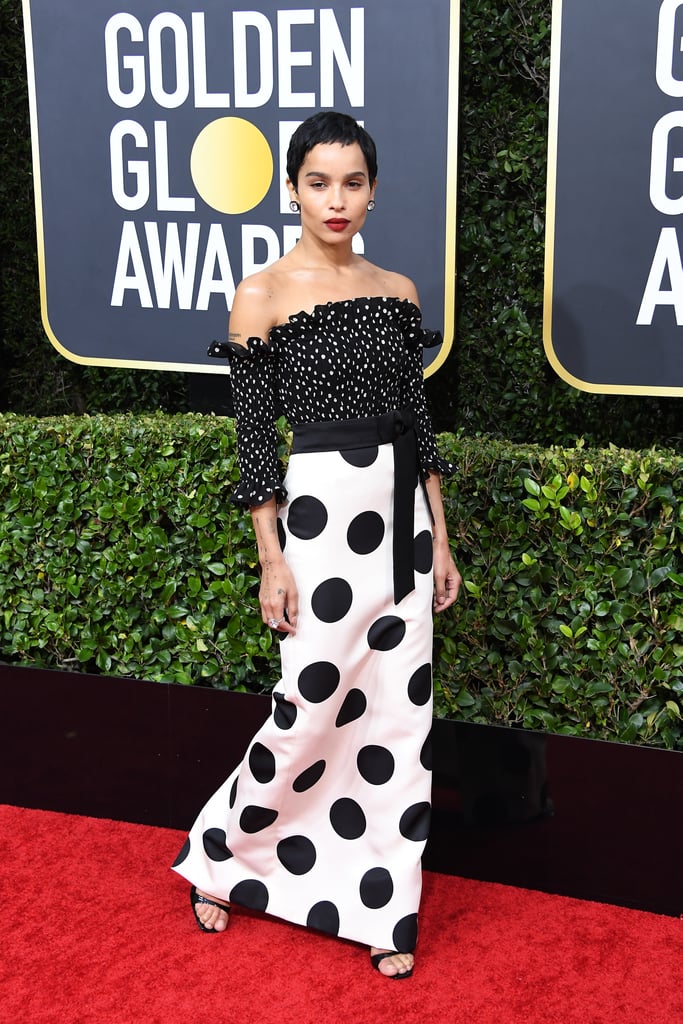 Zoë Kravitz Wearing a Polka-Dot Gown at the Golden Globes