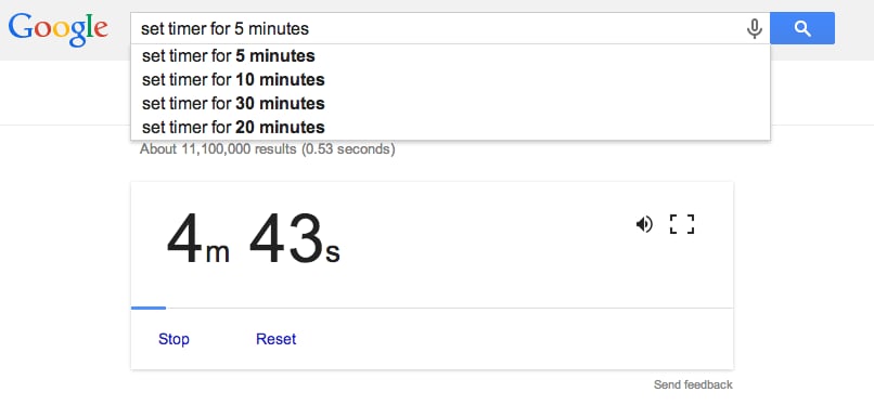 google set timer for 1 minute