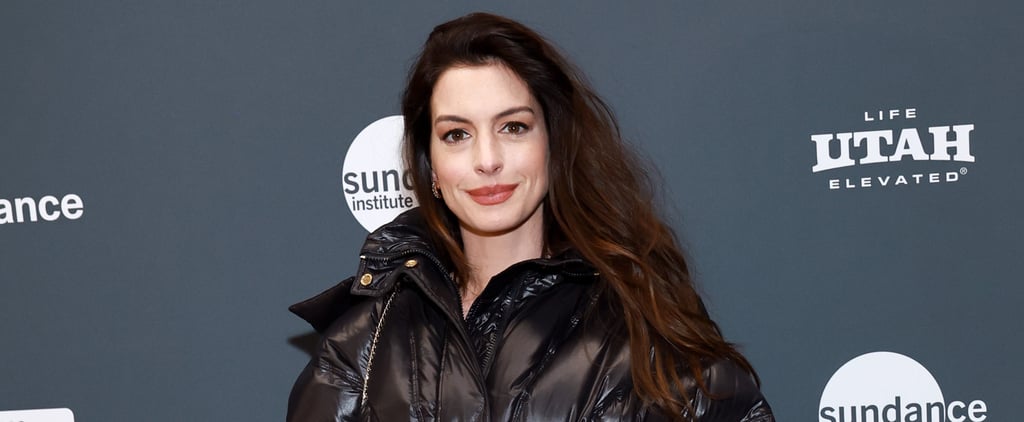 Anne Hathaway Wears Versace Corset Puffer Jacket at Sundance