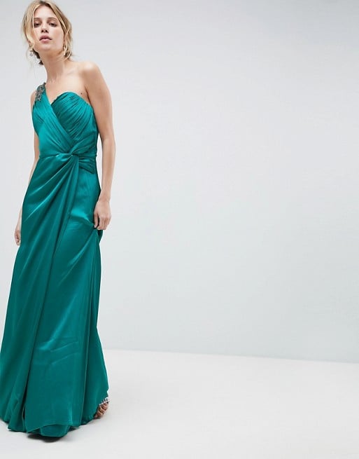 Little Mistress One-Shoulder Maxi Dress With Ruched Detail