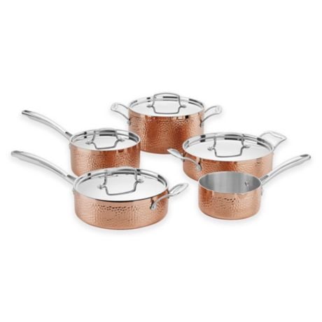Cuisinart Hammered Copper Tri-Ply Stainless Steel 9-Piece Cookware Set