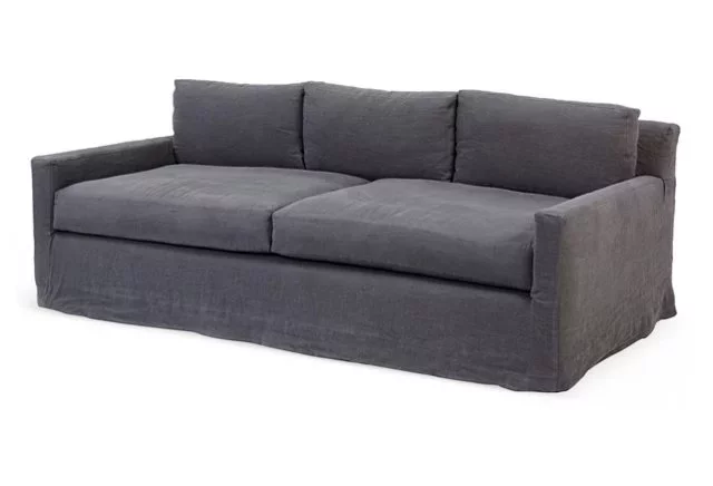 Kathy 88" Linen Slipcovered Sofa, Gray ($2,999)