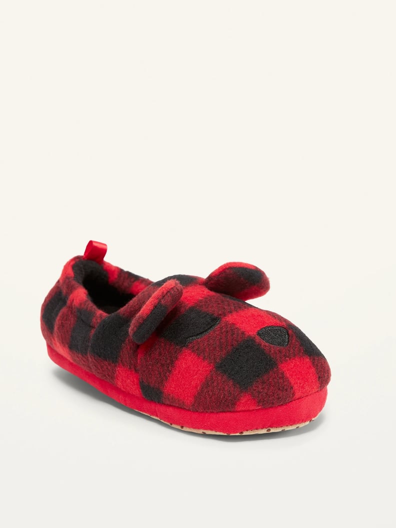 Old Navy Unisex Microfleece Plaid Critter Slippers for Toddler