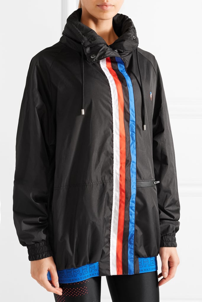 P.E Nation Back Up Oversize Striped Shell Jacket — Black