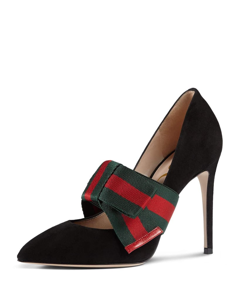 Gucci Sylvie Suede Web Mary Jane Pump