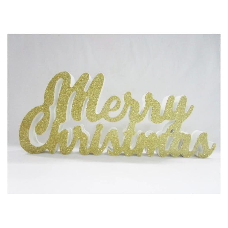 Merry Christmas Glitter Table Sign