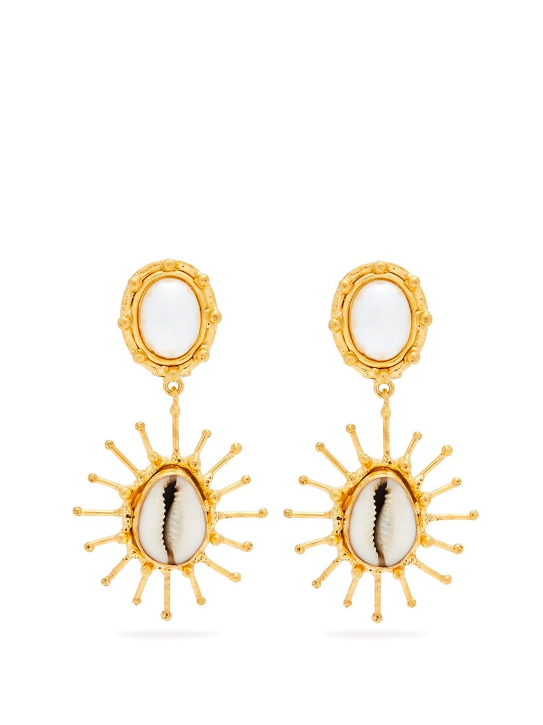 Sylvia Toledano Grigri Shell and Faux-Pearl Drop Earrings