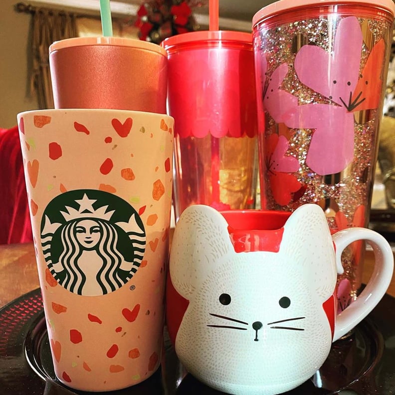 Starbucks Valentine's 2020 Cups Review FROM INSIDE STARBUCKS!! Glitter Rose  Gold Starbucks Tumbler 