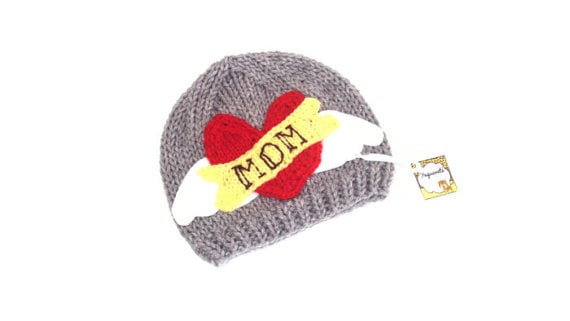 rocker mom heart beanie