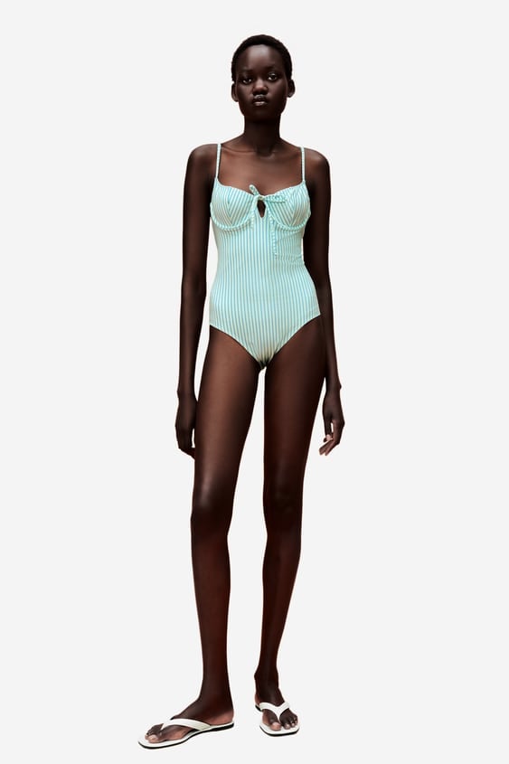 Zara Striped Underwire Swimsuit