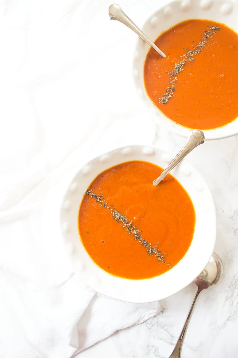 Slow Cooker Roasted Red Pepper, Tomato, and Turmeric Soup
