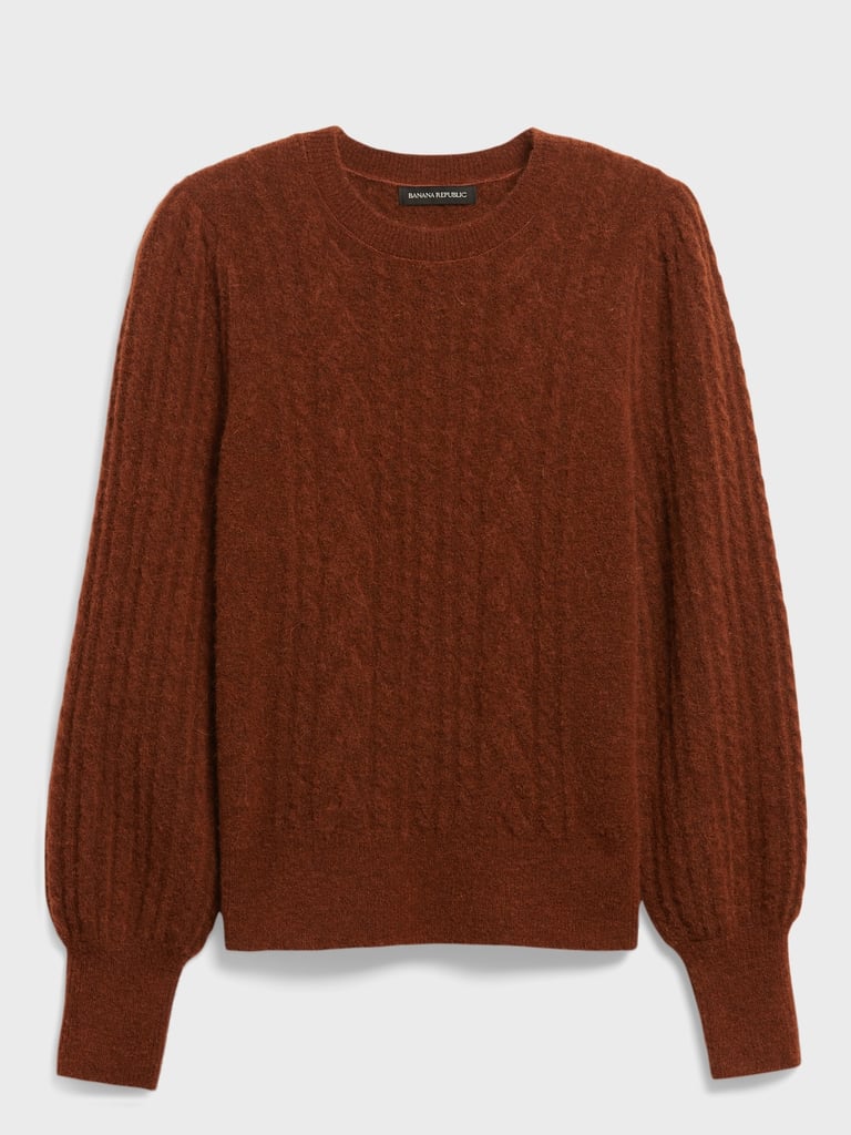 Cable-Knit Puff-Sleeve Sweater