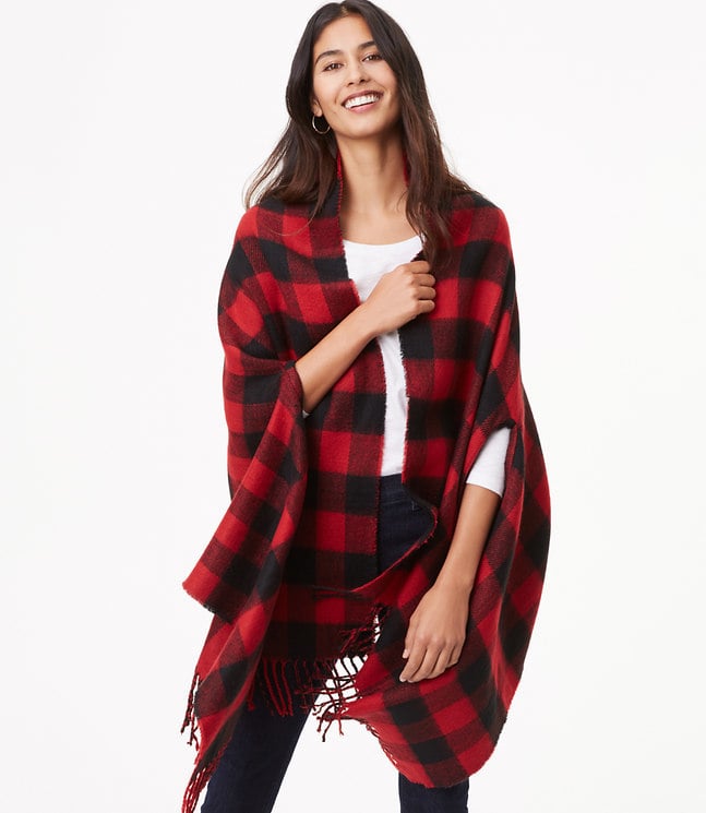 LOFT Reversible Buffalo Plaid Cape Wrap