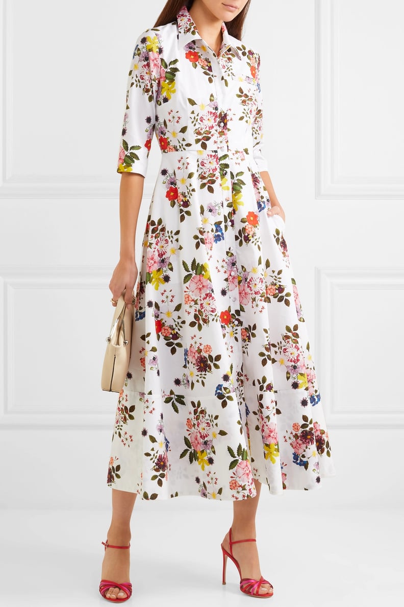 Erdem Kasia Floral Print Cotton Poplin Midi Dress