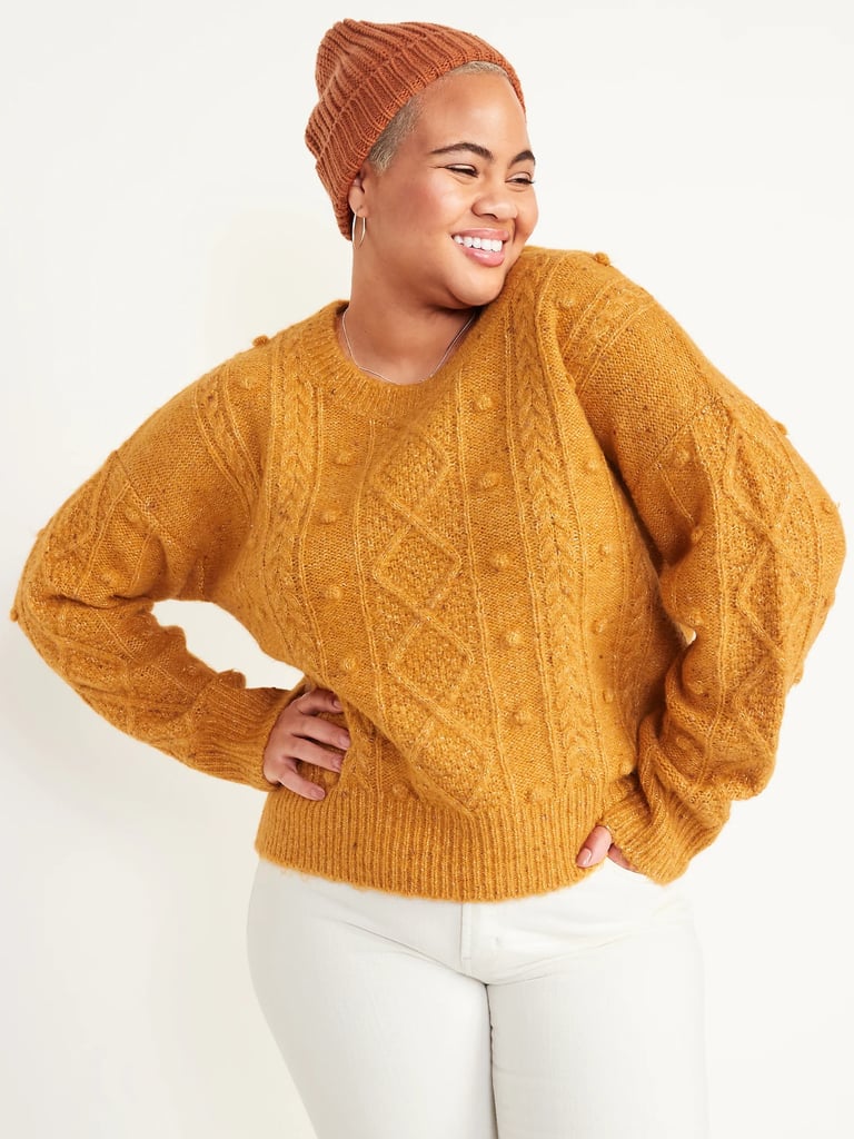 Cuddly Soft: Old Navy Speckled Cable-Knit Popcorn Sweater