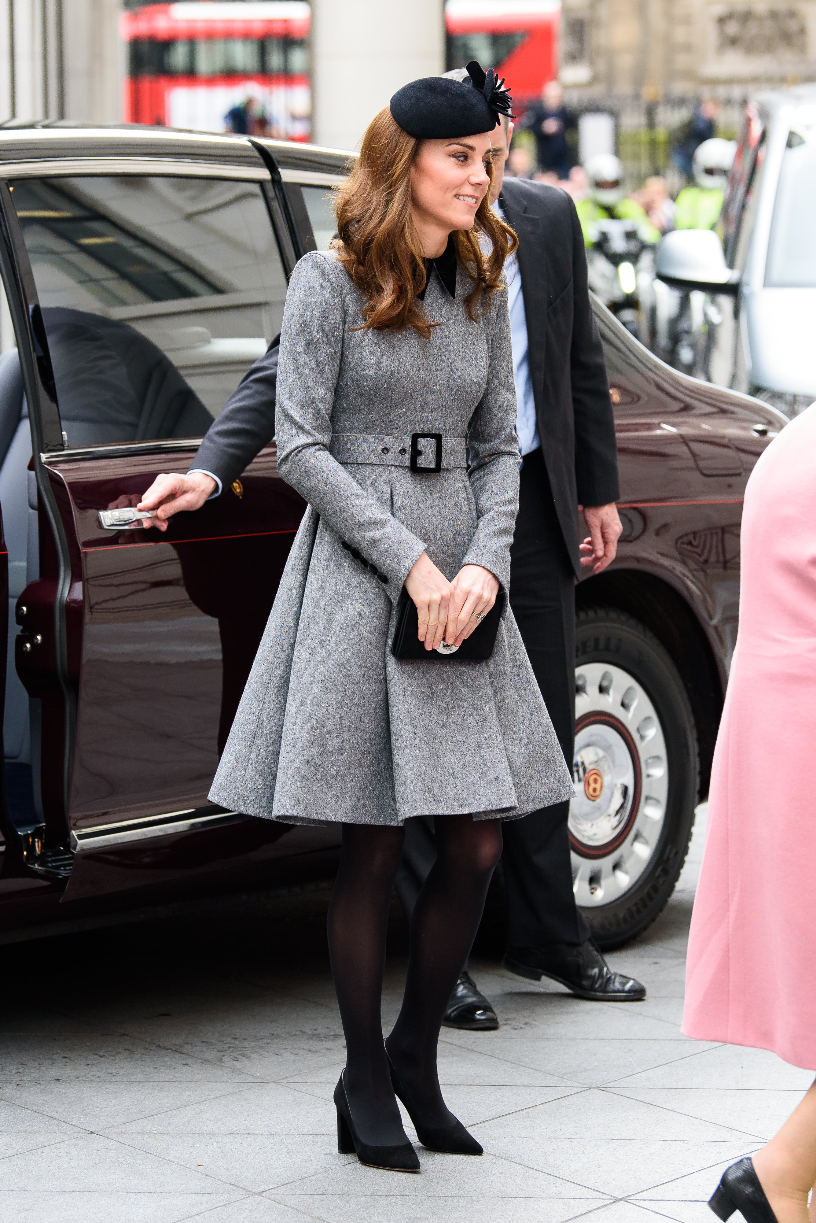 Kate Middleton Gray Coat Dress March 2019 POPSUGAR Fashion