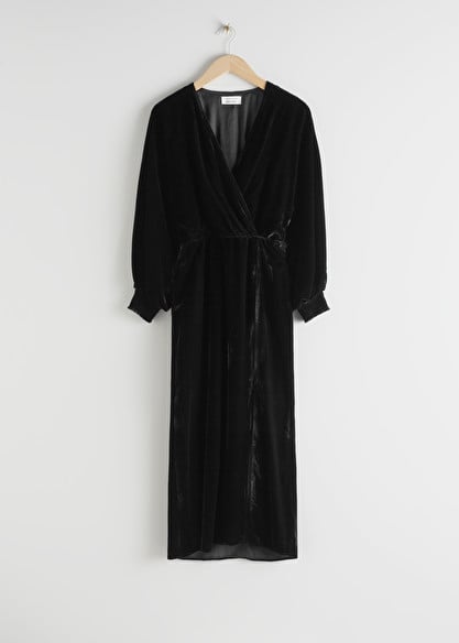 & Other Stories Velvet Side Slit Midi Dress