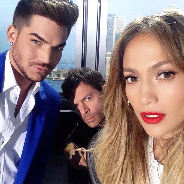 Jennifer Lopez snapped a selfie with her costars while filming American Idol season 14.
Source: Instagram user jlo