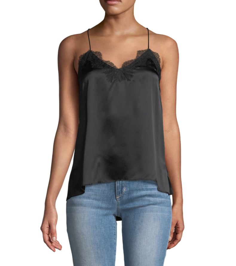 Cami NYC The Racer Silk Charmeuse Camisole Jennifer Aniston's Black Silk Top POPSUGAR