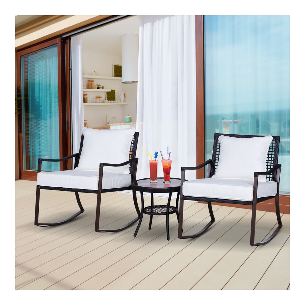 Rocking Chairs: Outsunny 3-Piece Bistro Set Outdoor Wicker Furniture Set
