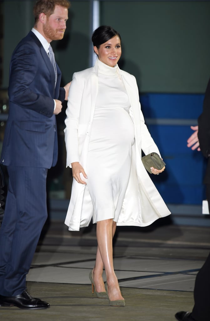 Meghan Markle White Calvin Klein Dress and Coat 2019