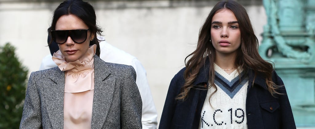Victoria Beckham Gray Suit With Brooklyn Beckham Girlfriend