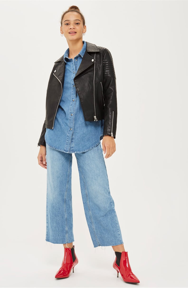 Topshop Faux Leather Peplum Biker Jacket, $95, Topshop