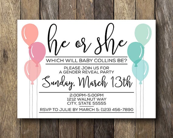 He or She Balloons Invite