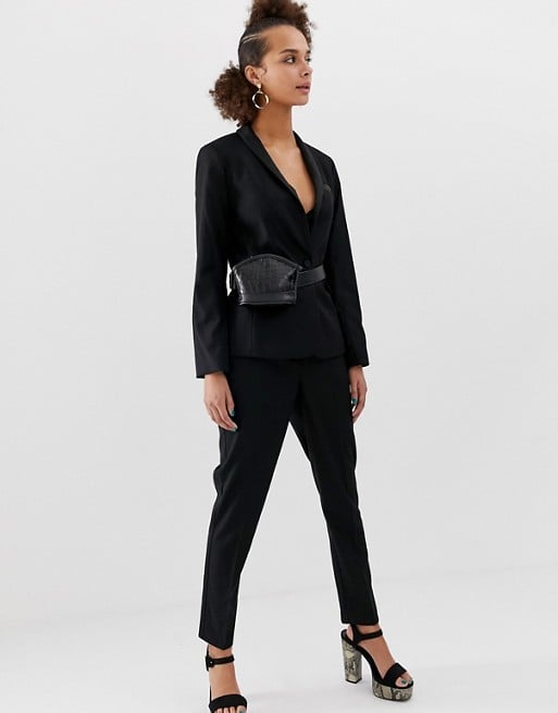 ASOS New Look Satin Tux Pants in Black