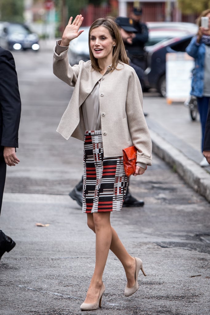 Queen Letizia's Graphic Pencil Skirt October 2016