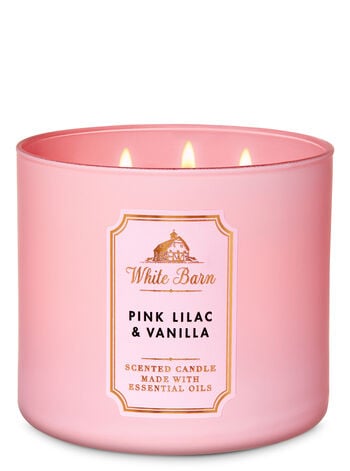 Pink Lilac & Vanilla 3-Wick Candle — White Barn