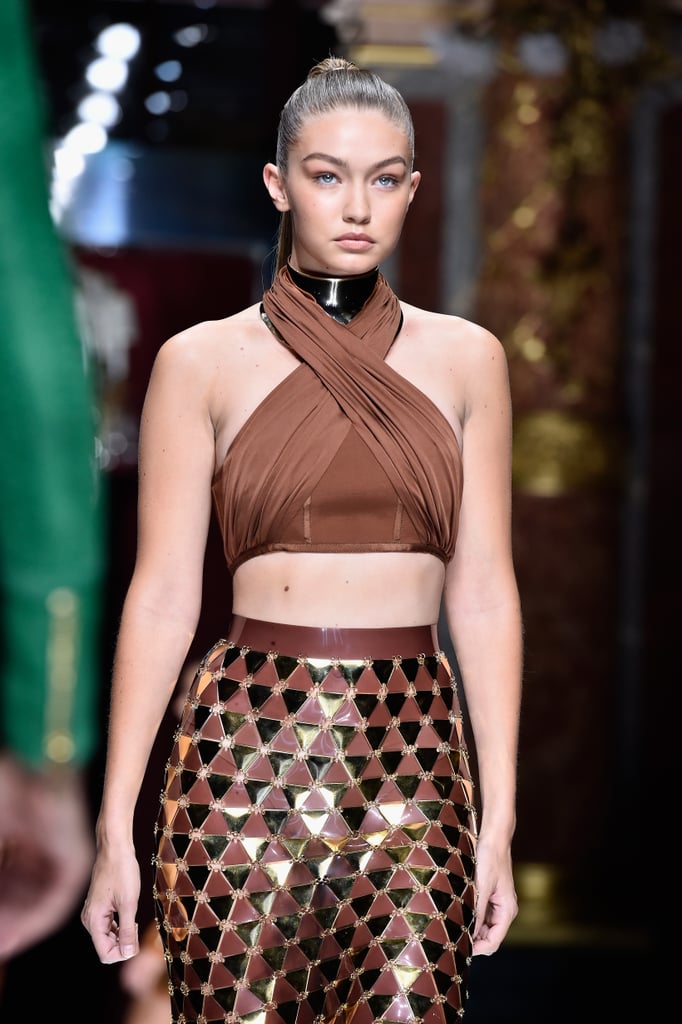 Gigi Hadid and Kendall Jenner at Balmain Fashion Show 2015