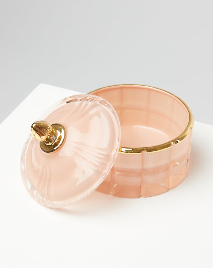 Oliver Bonas Livia Peach Pink Glass Storage Pot Small