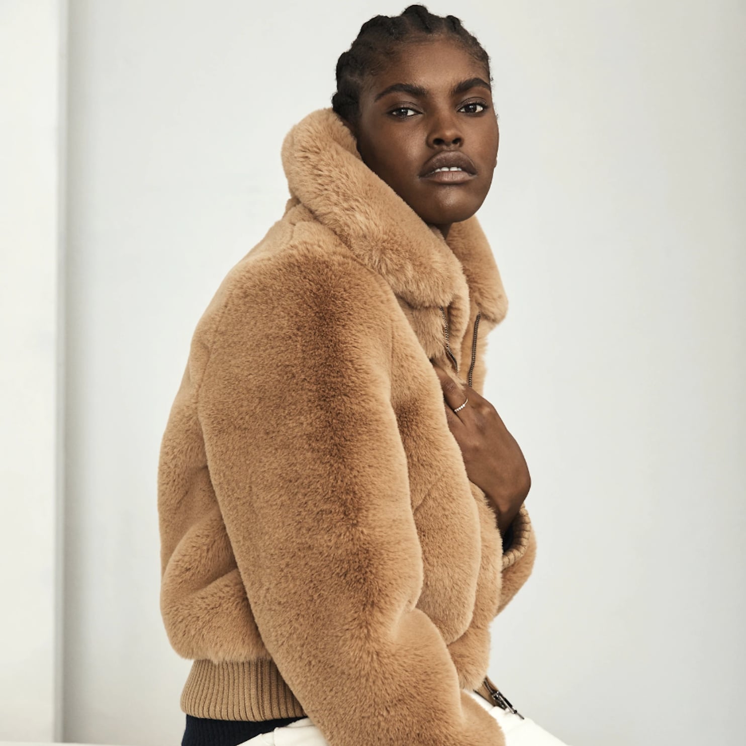 gap faux fur bomber jacket