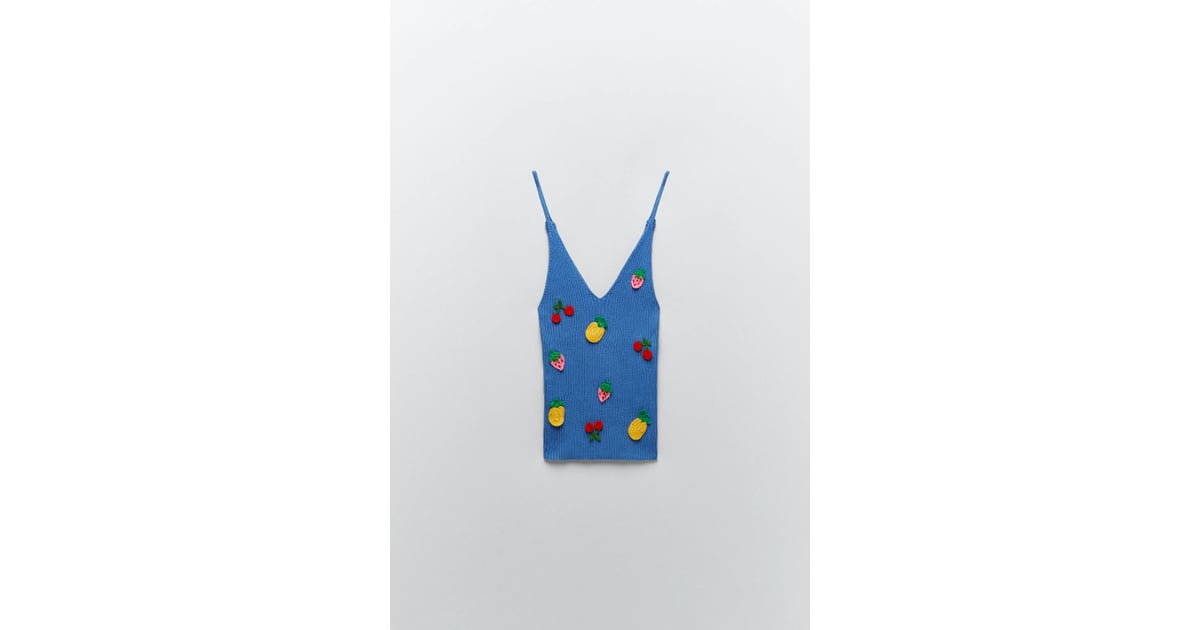 Zara Embroidered Fruit Rib Top Shop Fruit and Veggie Clothing and