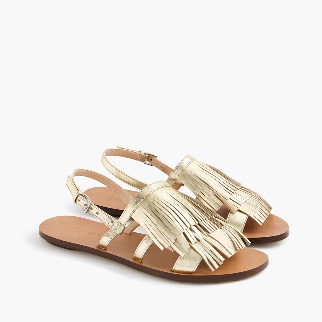 "Simple, versatile, with a little pizzazz? These fringed J.Crew sandals ($118) meet my requirements for the perfect Summer shoe. Sold!" — SS