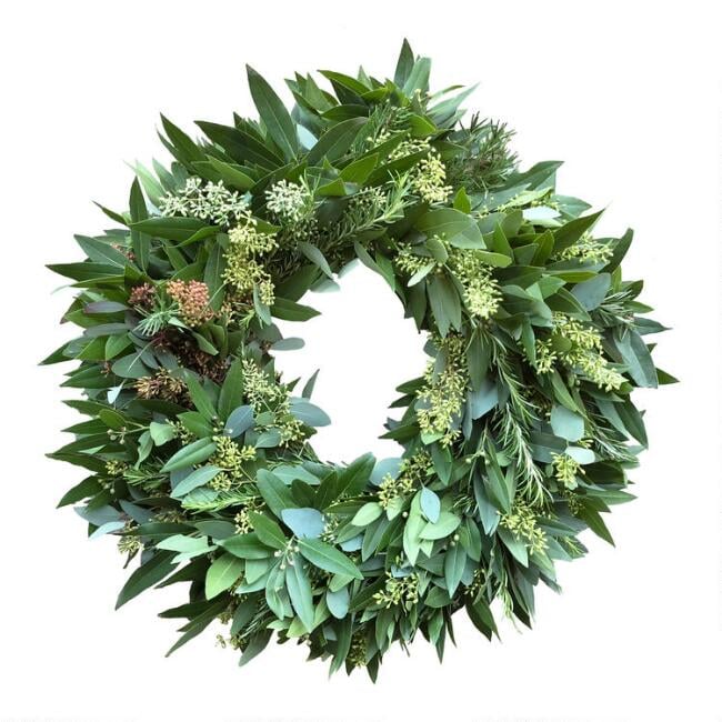 World Market Fresh Bay Leaf, Eucalyptus and Rosemary Wreath The Best