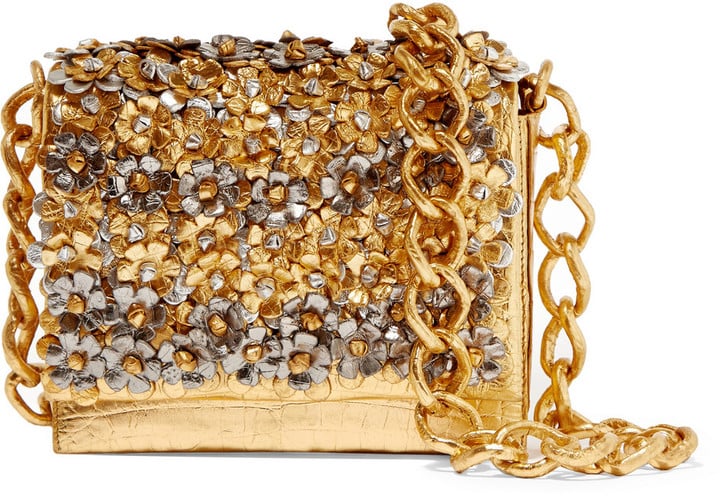 Nancy Gonzalez Metallic Floral-Appliquéd Crocodile Shoulder Bag ($3,150)