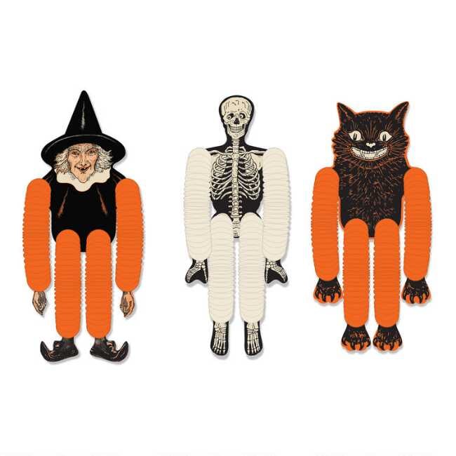 Vintage Halloween Tissue Dancers Hanging Decor Set of Three